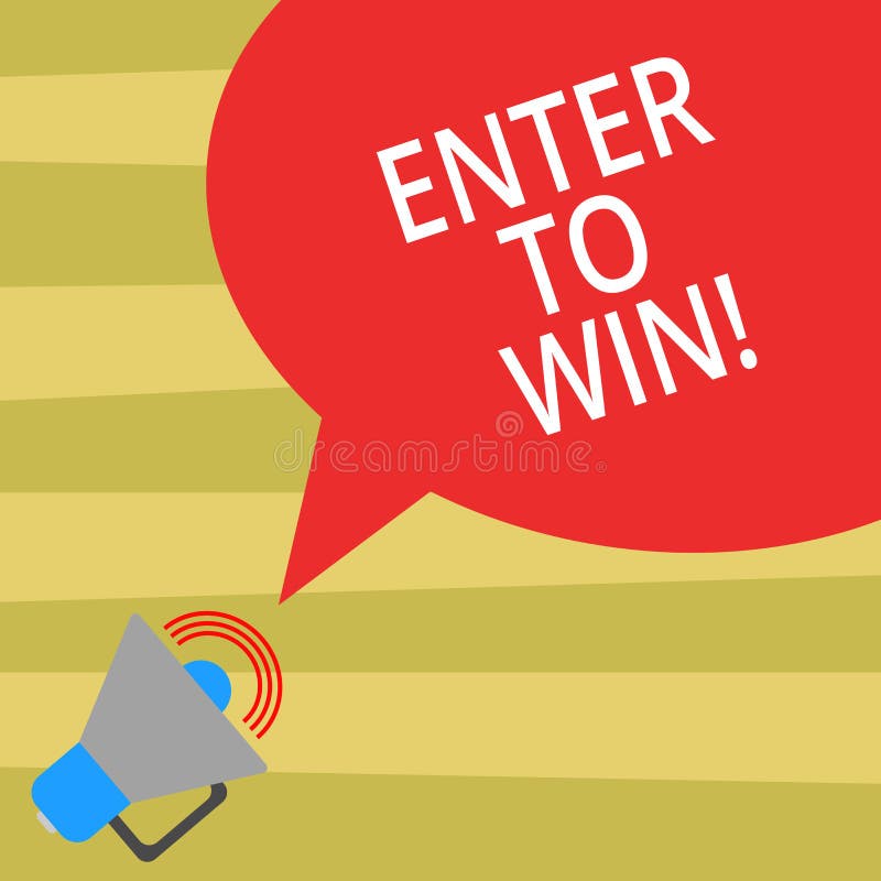 Text sign showing Enter To Win. Conceptual photo Sweepstakes Trying the luck to earn the big prize Lottery Megaphone vector illustration