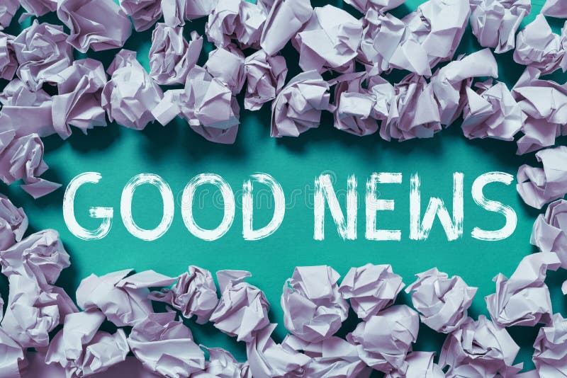 Text sign showing Good News. Internet Concept Someone or something positive,encouraging,uplifting,or desirable stock photos