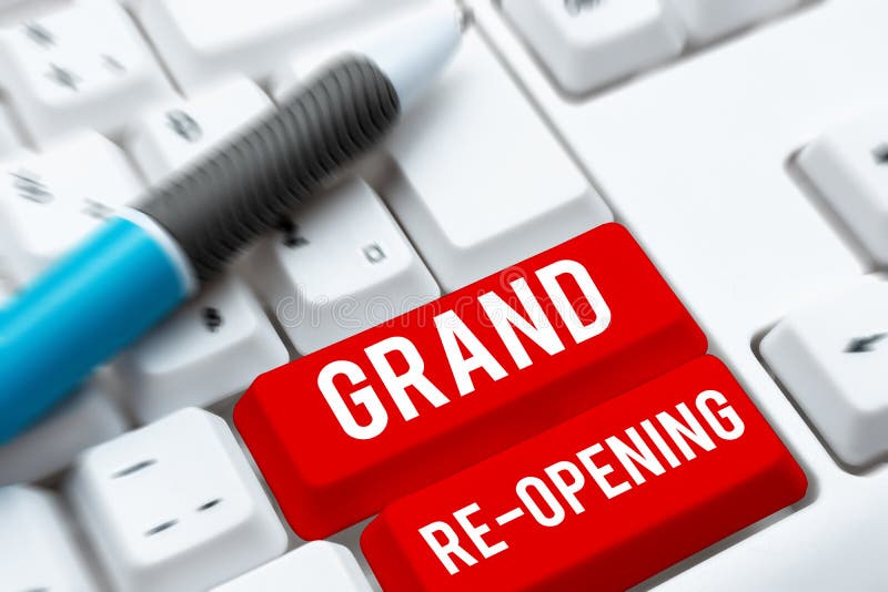 Text sign showing Grand Re Opening. Business idea held to mark the opening of a new business or public place stock photography