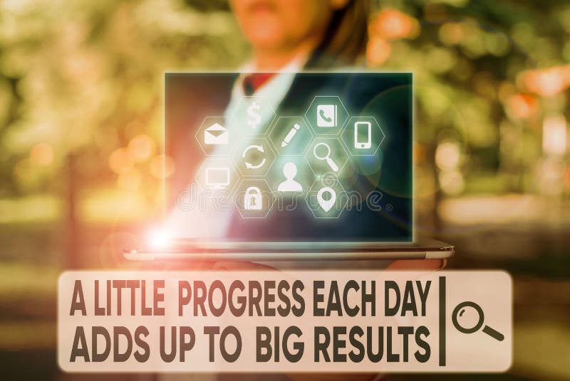 Text Sign Showing a Little Progress Each Day Adds Up To Big Results ...