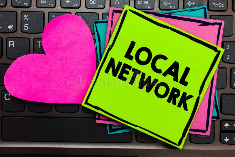 Text sign showing Local Network. Conceptual photo Intranet LAN Radio Waves DSL Boradband Switch Connection Papers Romantic lovely stock illustration