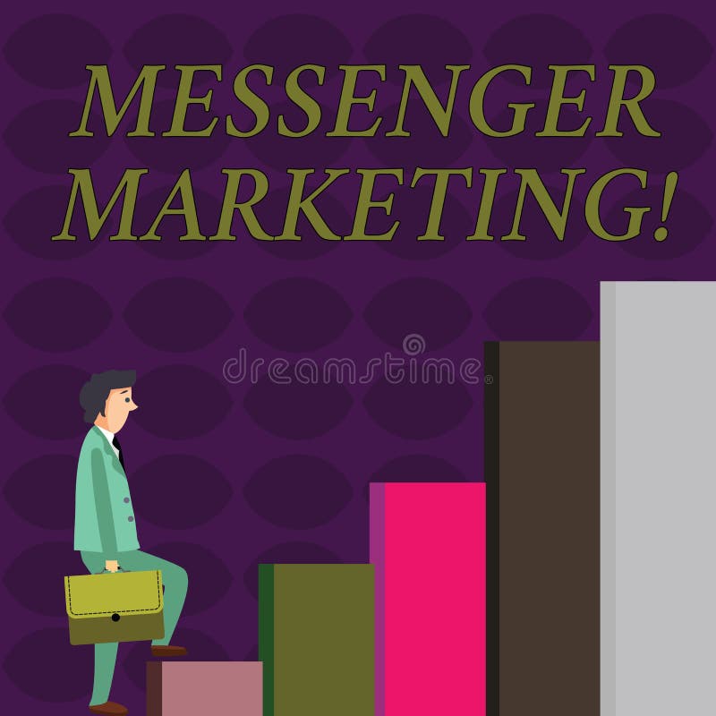 Text sign showing Messenger Marketing. Conceptual photo act of marketing to your customers using a messaging app stock illustration