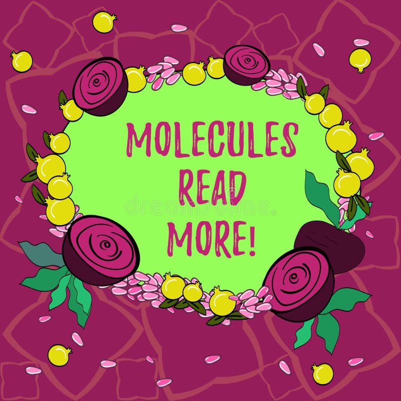 Text sign showing Molecules Read More. Conceptual photo smallest amount of chemical Atom particle mite Floral Wreath royalty free illustration