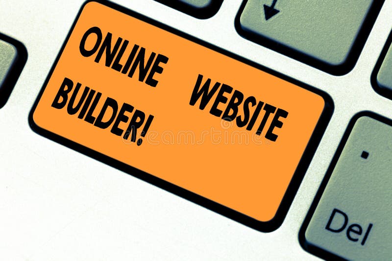 Text sign showing Online Website Builder. Conceptual photo Program or tool that help you construct a website Keyboard royalty free stock photos Text sign showing Online Website Builder. Conceptual photo Program or tool that help you construct a website Keyboard royalty free stock photos