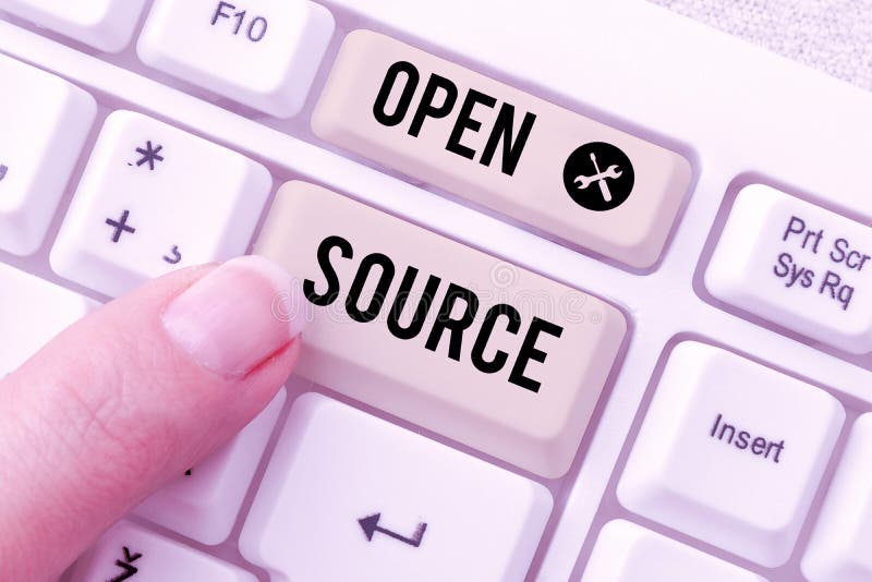 Text sign showing open source word written on contains the source code