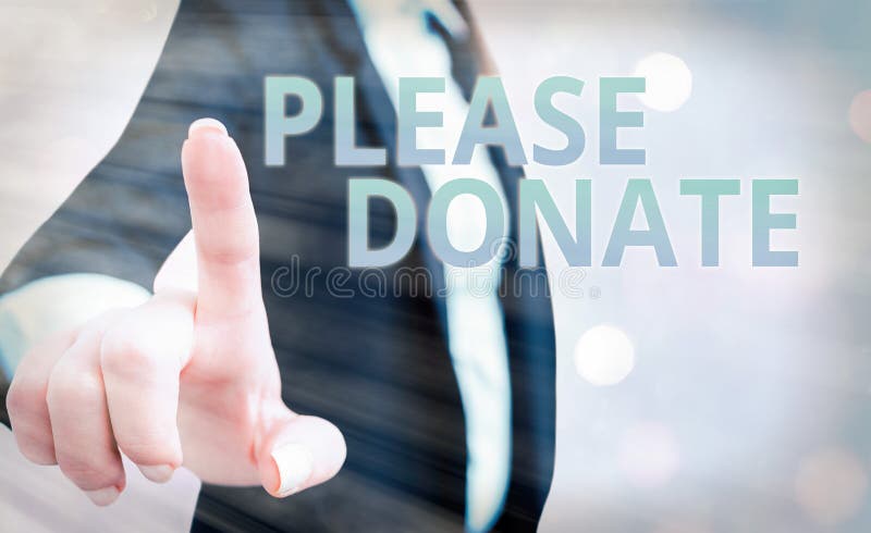 Hand Holding Please Donate Sign Stock Photo 191669165