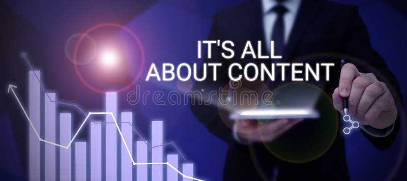 Text sign showing It S Is All About Content. Business approach Express thru Writing Information and Experience royalty free stock photography
