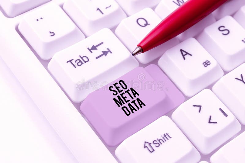 Text sign showing Seo Meta Data. Business idea Search Engine Optimization Online marketing strategy -49089 royalty free stock images