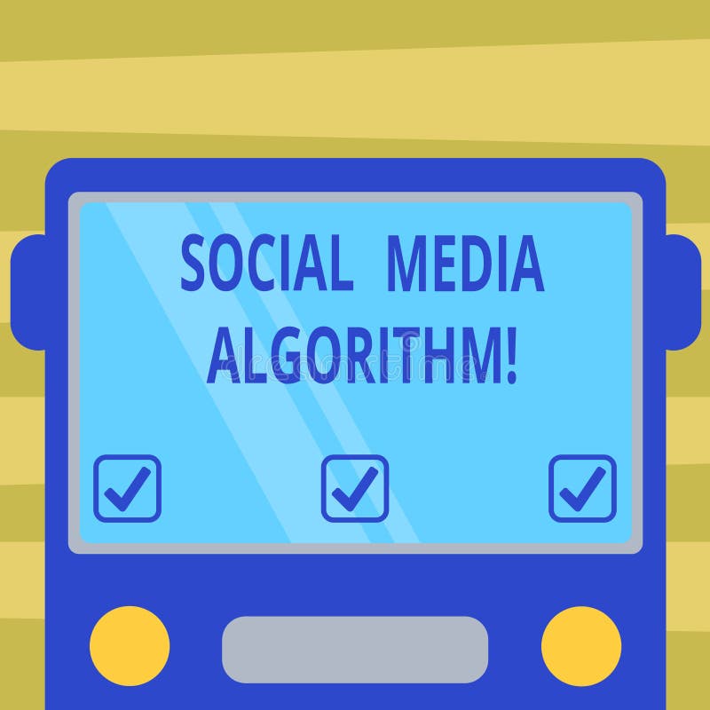 Text sign showing Social Media Algorithm. Conceptual photo Sorting all post and show the most popular to user Drawn Flat royalty free illustration