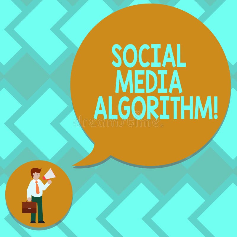 Text sign showing Social Media Algorithm. Conceptual photo Sorting all post and show the most popular to user Man in Necktie stock illustration