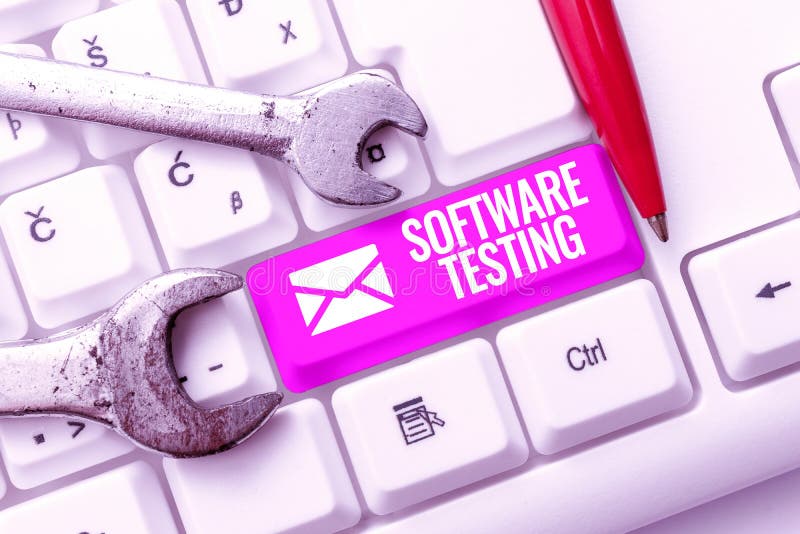 Inspiration showing sign Software Testing. Business overview evaluate the functionality of a software application Typing