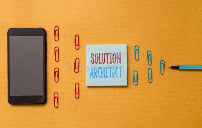 Text sign showing Solution Architect. Conceptual photo Design applications or services within an organization Colored royalty free stock photography Text sign showing Solution Architect. Conceptual photo Design applications or services within an organization Colored royalty free stock photography