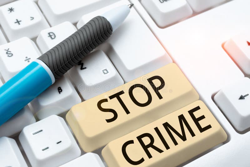 Text sign showing Stop Crime. Concept meaning the effort or attempt to reduce and deter crime and criminals stock photos