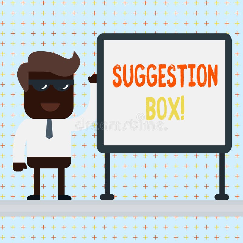 Text sign showing Suggestion Box. Conceptual photo container which showing can leave comments about something. royalty free illustration