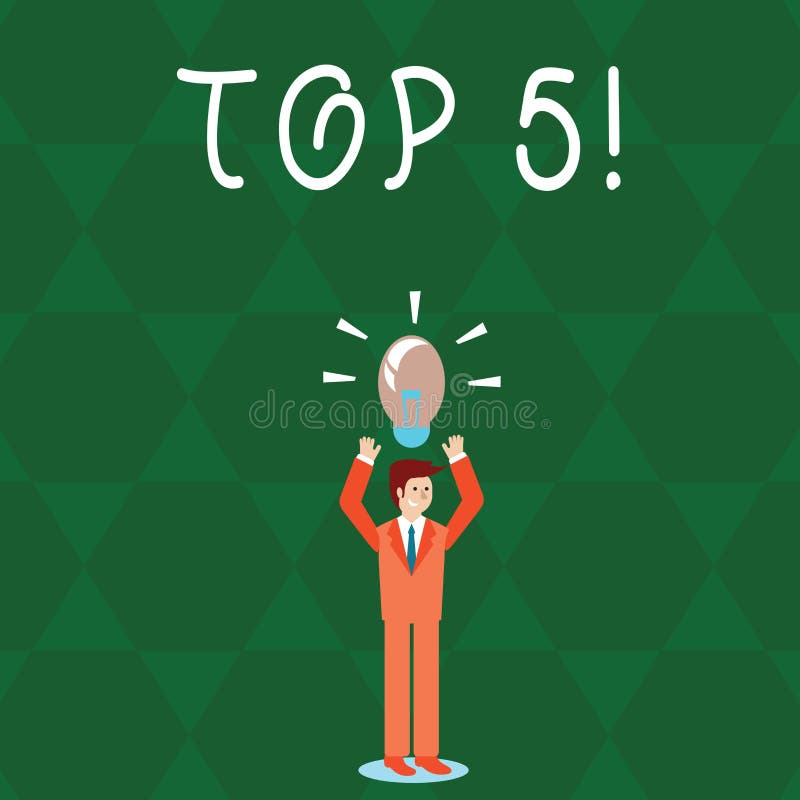 Text Sign Showing Top 5. Conceptual Photo the Best Ones Winners Most