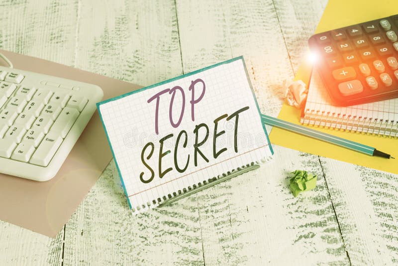 Text sign showing Top Secret. Conceptual photo protected by a high degree of secrecy Highly confidential Notepaper stand stock images