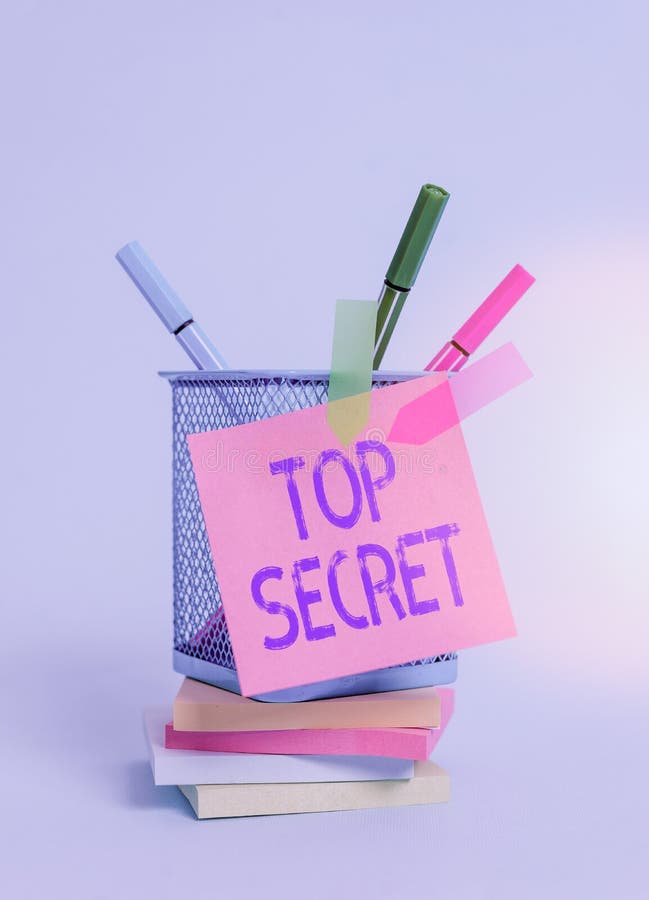 Text sign showing Top Secret. Conceptual photo protected by a high degree of secrecy Highly confidential Sticky note stock photos