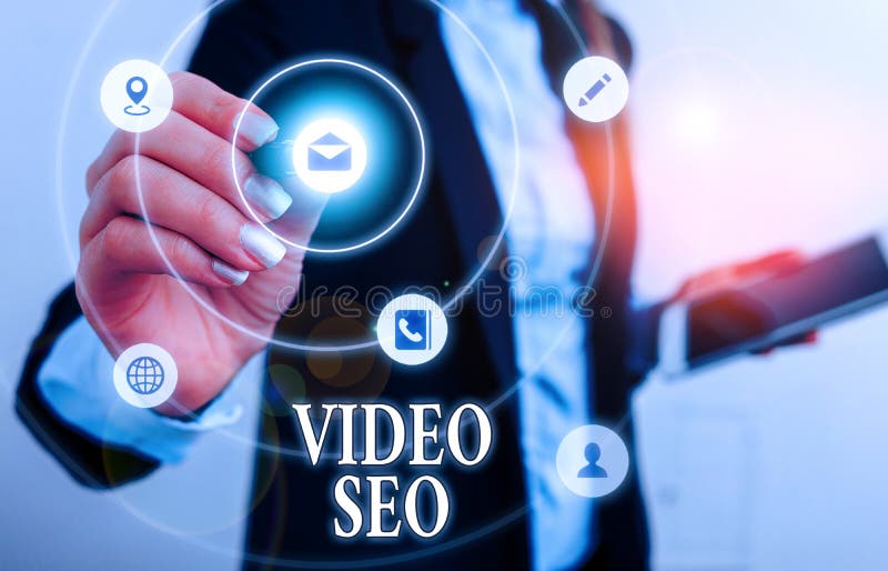 Text sign showing Video Seo. Conceptual photo the process of improving the ranking or visibility of a video. royalty free stock photography