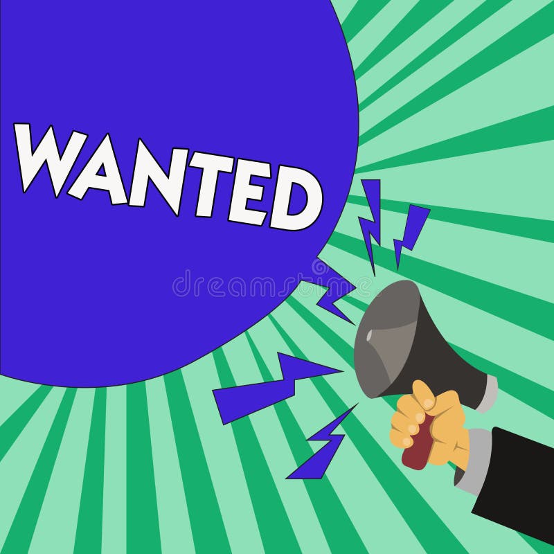 Text sign showing Wanted. Conceptual photo Desire something Wish want Hoping for Somebody being searched vector illustration