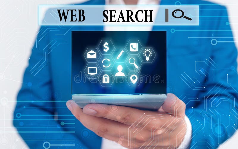 Text sign showing Web Search. Conceptual photo software system designed to search for information on the web. royalty free stock photo