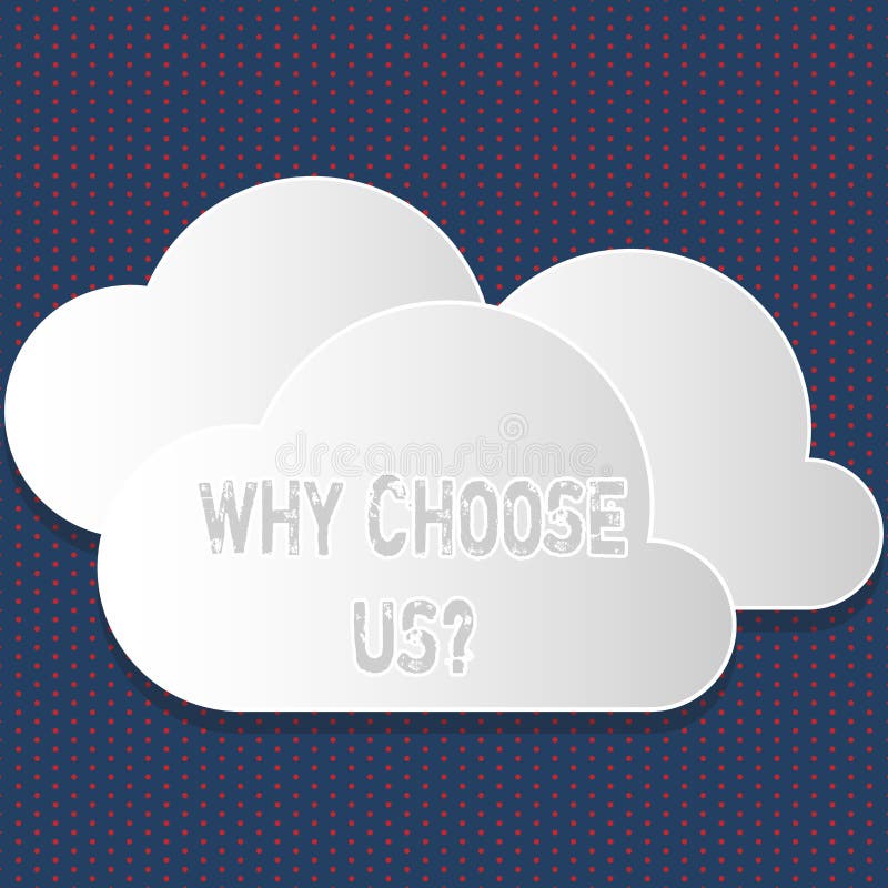 Text Sign Showing Why Choose Us Question. Conceptual Photo List of