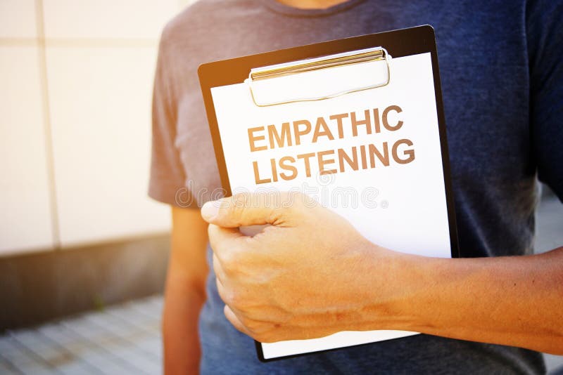 Text sign showing hand writing words Empathic Listening royalty free stock images Text sign showing hand writing words Empathic Listening royalty free stock images