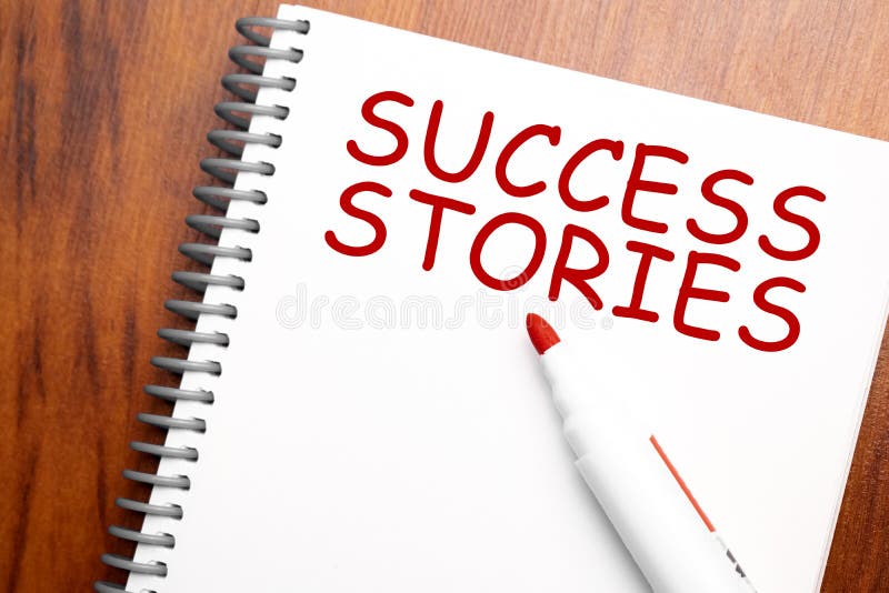Text Success Stories Written in Notepad, Office Wood Table and Red Marker  from Above, Concept Image for Blog Title or Header Image Stock Photo -  Image of wood, blog: 224107784