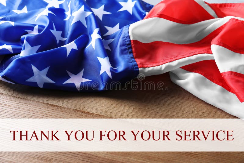 Text TACKAR DIG FÖR DIN SERVICE- och USA flagga arkivbilder Text TACKAR DIG FÖR DIN SERVICE- och USA flagga arkivbilder