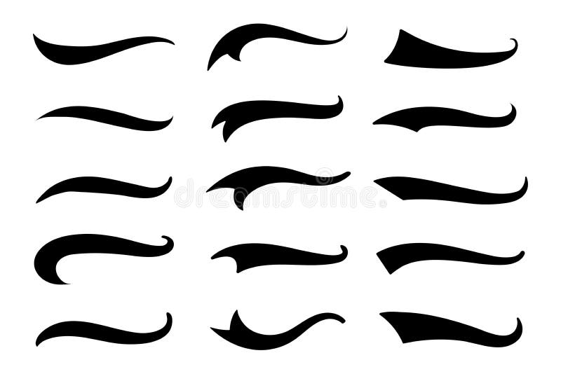 Swoosh and swash typography tails shape underline Vector Image