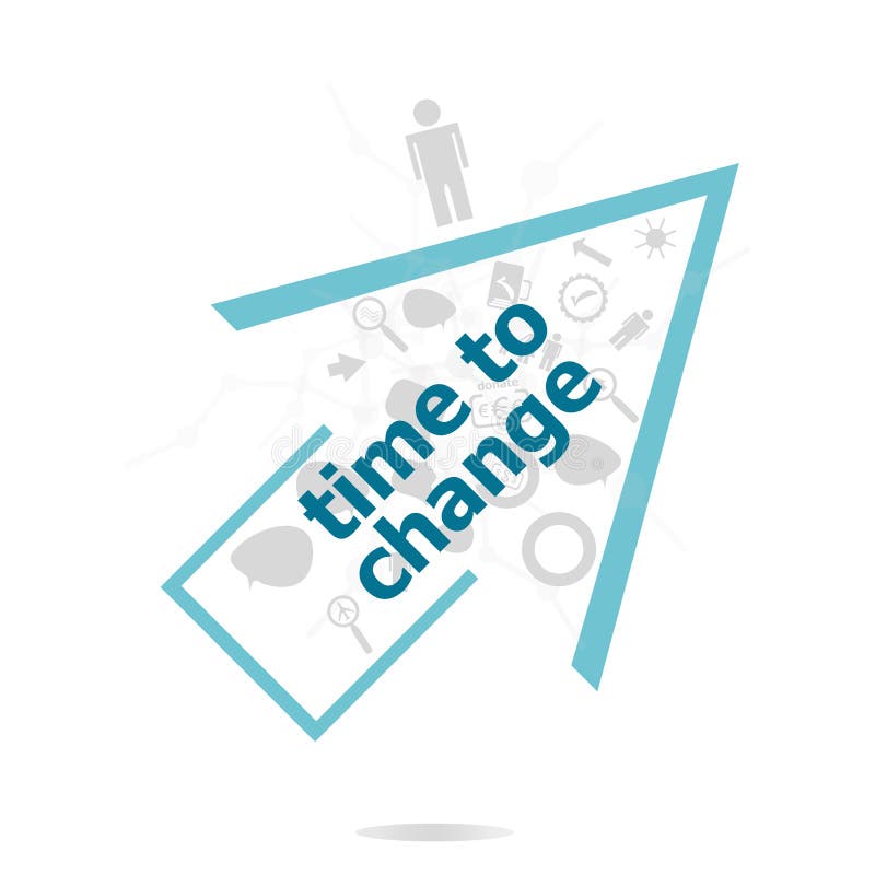 Text Time to change. Time concept. Data protection and secure elements inforgaphic set vector illustration