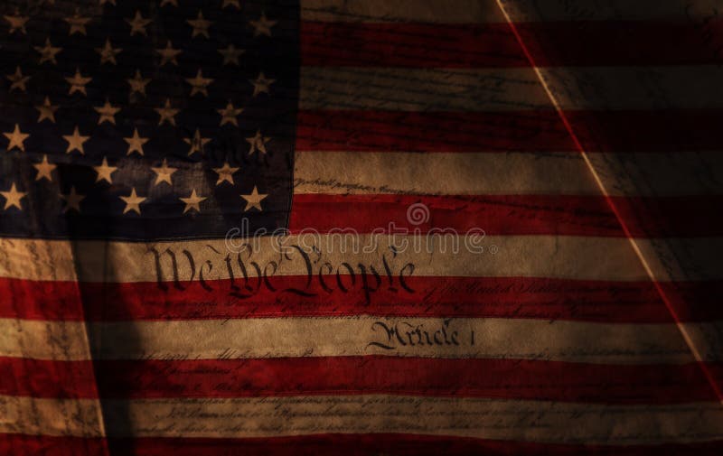 Text of the US Constitution over the US flag. Text of the United States Constitution over the US flag royalty free stock photos Text of the US Constitution over the US flag. Text of the United States Constitution over the US flag royalty free stock photos