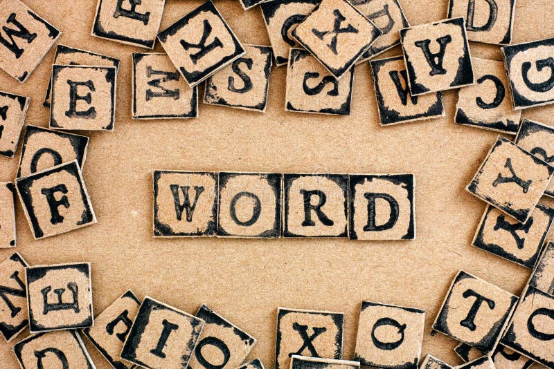 Text Word Spelled Out from Cardboard Letters Stock Photo - Image of
