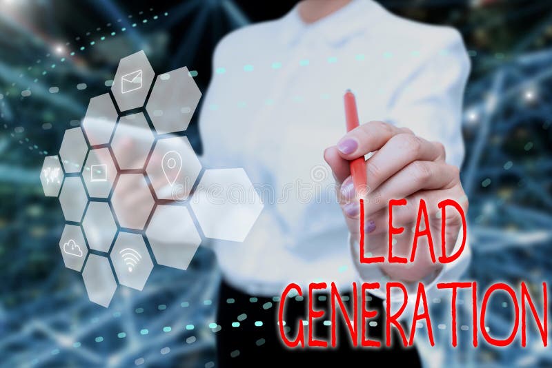 Textbeskrivning som presenterar generering av lead. företagsöversikt initiering av konsumentintresse eller undersökning av produkt vektor illustrationer
