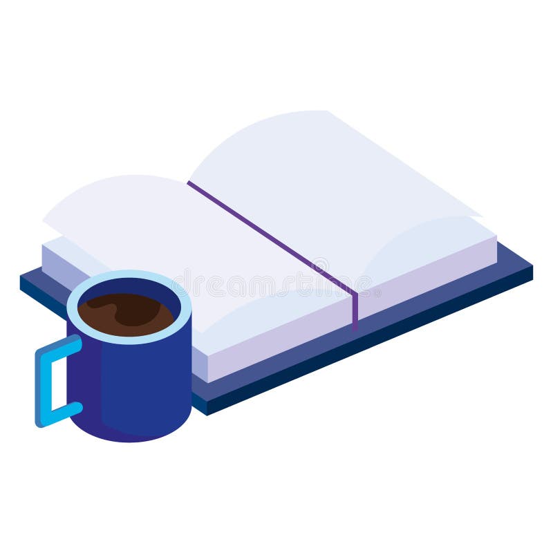 Textbok med kaffekoppen vektor illustrationer Textbok med kaffekoppen vektor illustrationer