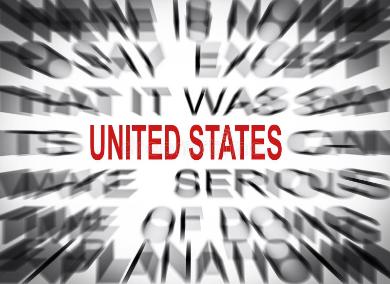 Texte de Blured avec le foyer sur les ETATS-UNIS image libre de droits Texte de Blured avec le foyer sur les ETATS-UNIS image libre de droits