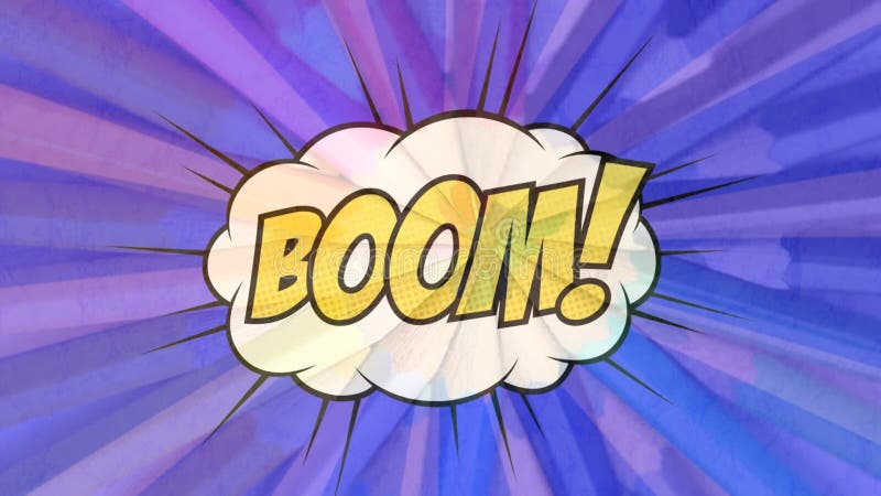 Texte de boom sur la bulle de la parole contre la rotation de crayons de couleur illustration libre de droits