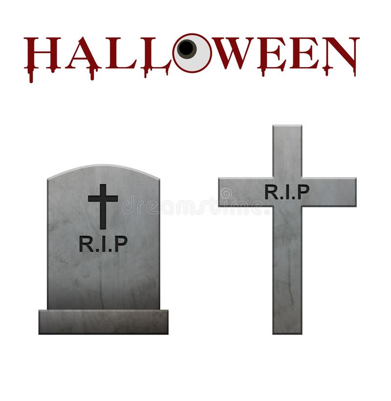 Texte de Halloween et pierres tombales et chemins sur le fond blanc, blo illustration libre de droits Texte de Halloween et pierres tombales et chemins sur le fond blanc, blo illustration libre de droits