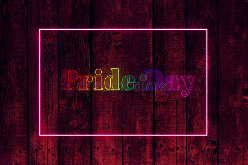 Texte de jour de fierté lgbt dans le cadre fluorescent image libre de droits
