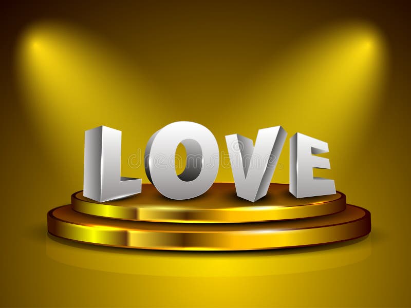 texte de l'amour 3D sur l'étape d'or. illustration stock texte de l'amour 3D sur l'étape d'or. illustration stock