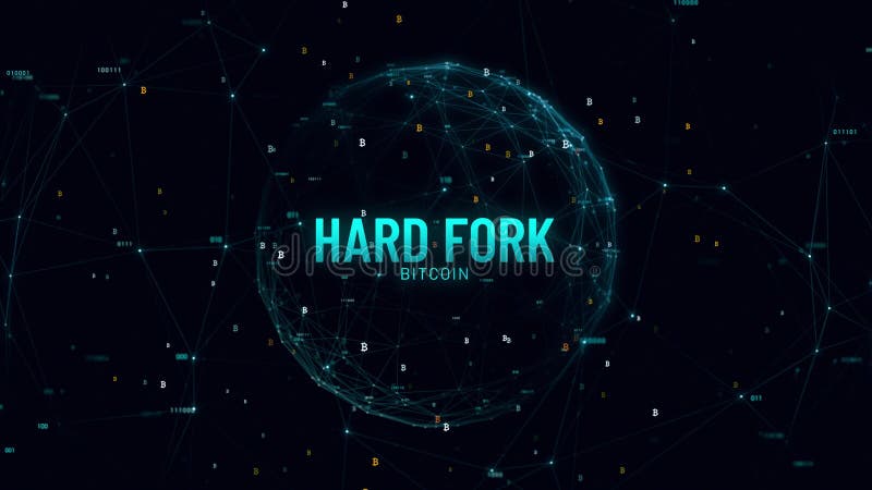Texte de la fourche bitcoin sur un globe rotatif numérique illustration de vecteur