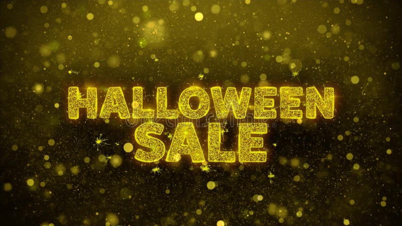 Texte de la vente d'Halloween sur l'animation des particules de brillance dorées illustration libre de droits