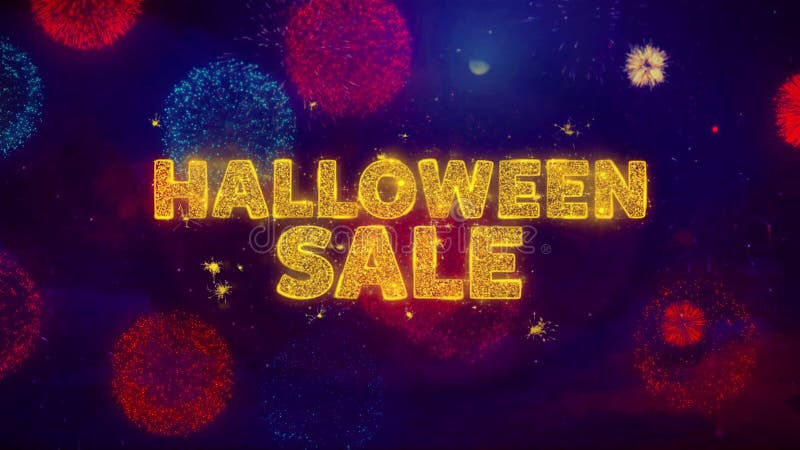Texte de la vente d'Halloween sur les particules d'explosion colorées de ftirework illustration libre de droits