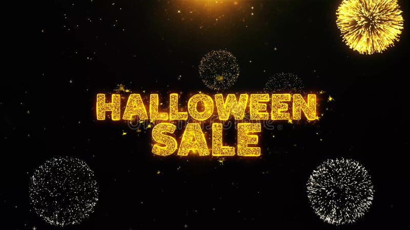 Texte de la vente d'Halloween sur les particules d'explosion de feux d'artifice illustration de vecteur
