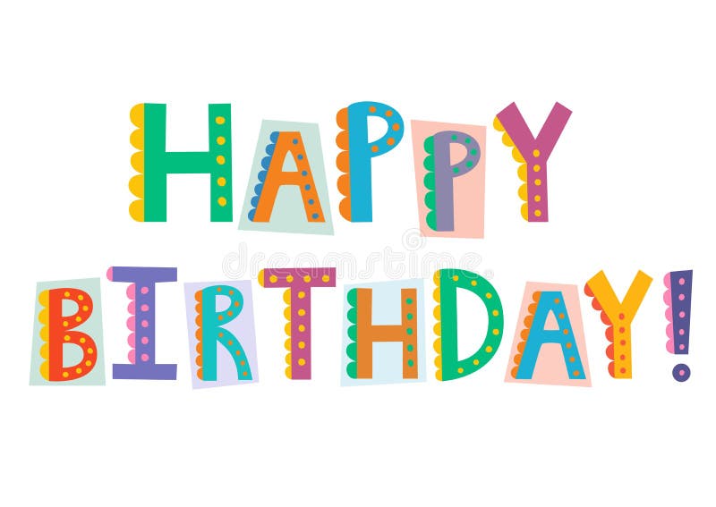 Texte drôle de joyeux anniversaire d'isolement sur le fond blanc illustration libre de droits Texte drôle de joyeux anniversaire d'isolement sur le fond blanc illustration libre de droits