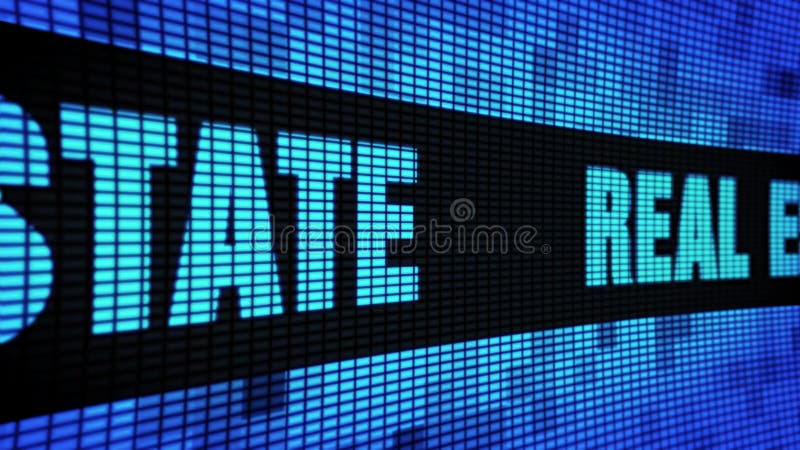 Texte latéral de Real Estate mettant en rouleau le panneau de signe de panneau d'affichage de mur de LED illustration stock