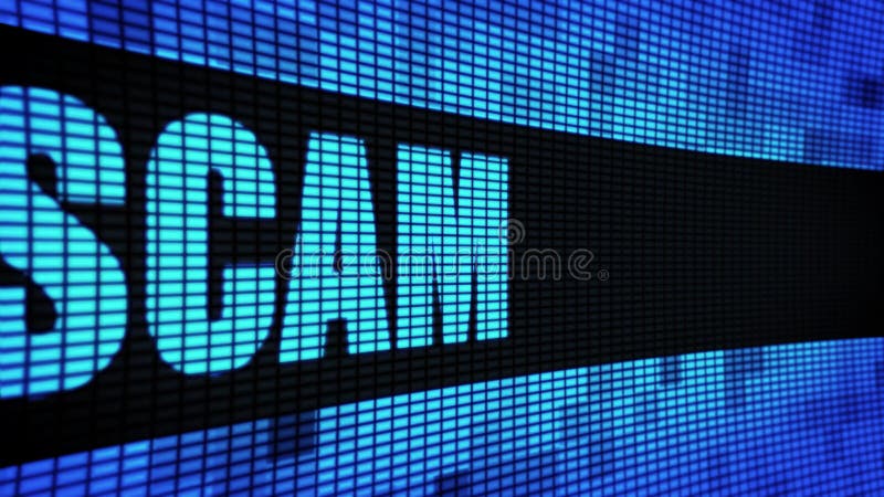 Texte latéral de Scam mettant en rouleau le panneau de signe de panneau d'affichage de mur de LED illustration de vecteur