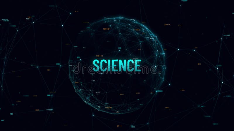 Texte scientifique sur un globe rotatif numérique avec des nombres binaires animations en arrière-plan illustration de vecteur