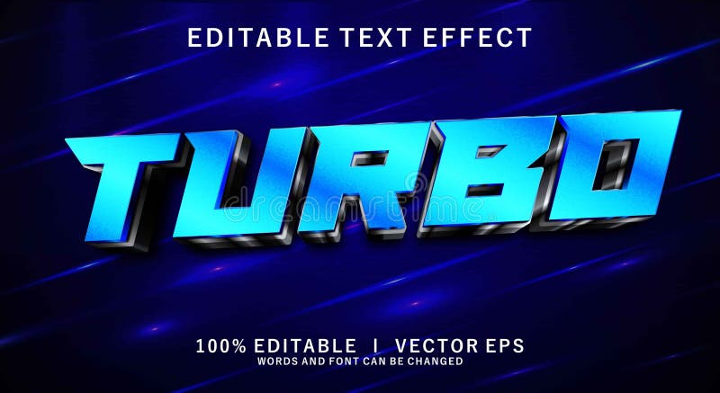 Texteffekt för turbo 3d-vektor med modern formatdesign vektor illustrationer