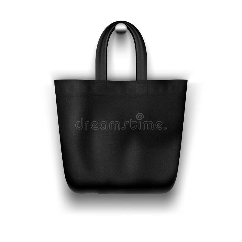 Download Realistic Textile Tote Bag Vector Mock Up. Black And White ...