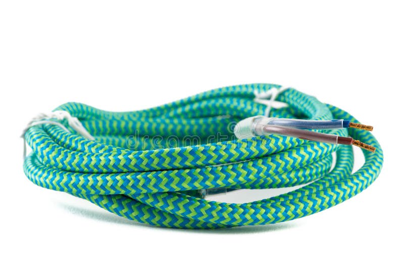 Textile Braided Electrical Cable Cord with Terminals Stock Image